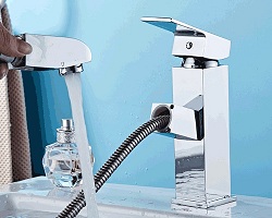 Vòi Lavabo nóng lạnh (Trụ vuông, kiêm đầu xịt) Hợp kim- Siêu cấp HVMMA ITALIA